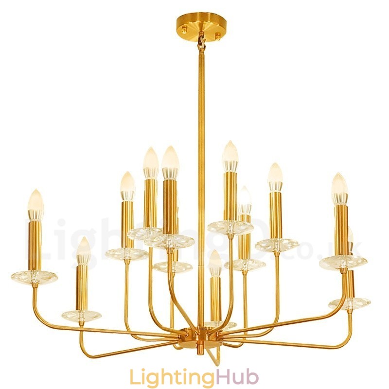 12 Light Retro Rustic Luxury Brass Pendant Lamp Chandelier