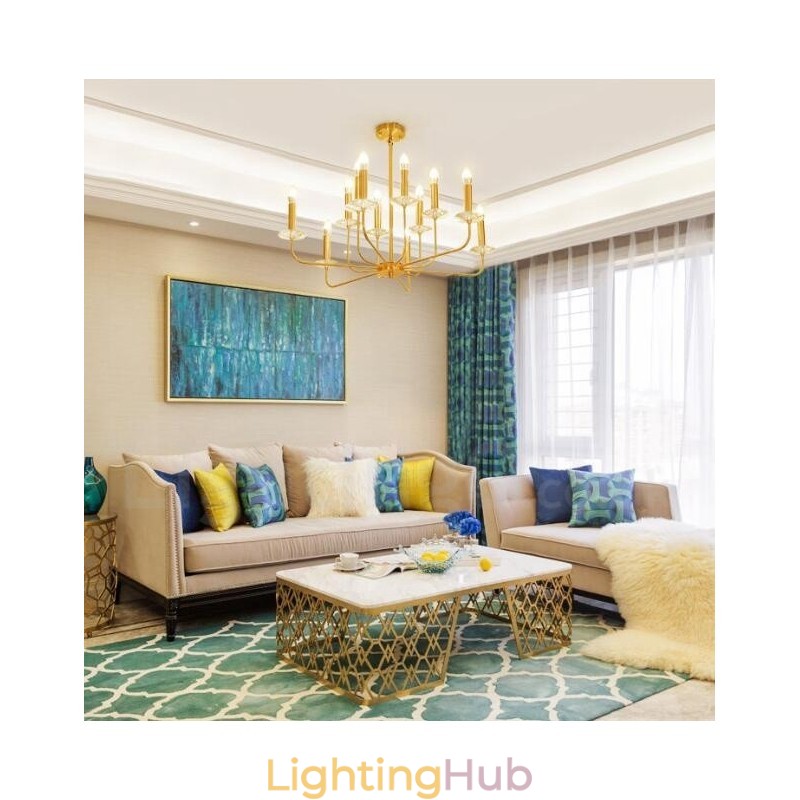 12 Light Retro Rustic Luxury Brass Pendant Lamp Chandelier