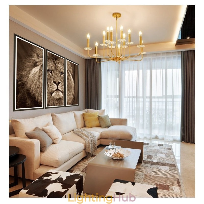 12 Light Retro Rustic Luxury Brass Pendant Lamp Chandelier
