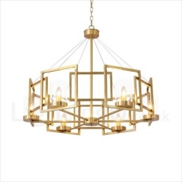 6 Light Retro Rustic Luxury Brass Pendant Lamp Chandelier with Glass Shade