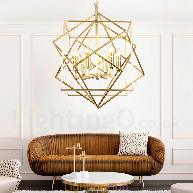6 Light Retro Rustic Luxury Brass Pendant Lamp Chandelier