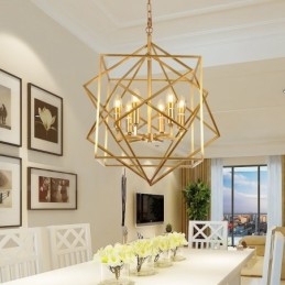 6 Light Retro Rustic Luxury Brass Pendant Lamp Chandelier