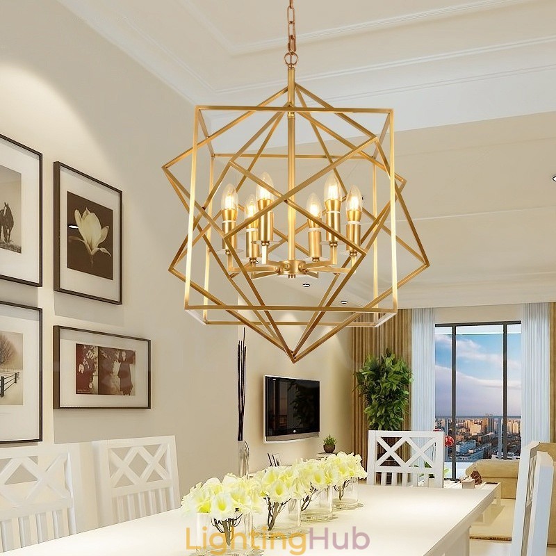 6 Light Retro Rustic Luxury Brass Pendant Lamp Chandelier