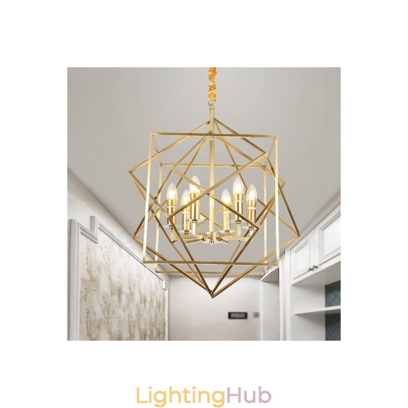 6 Light Retro Rustic Luxury Brass Pendant Lamp Chandelier