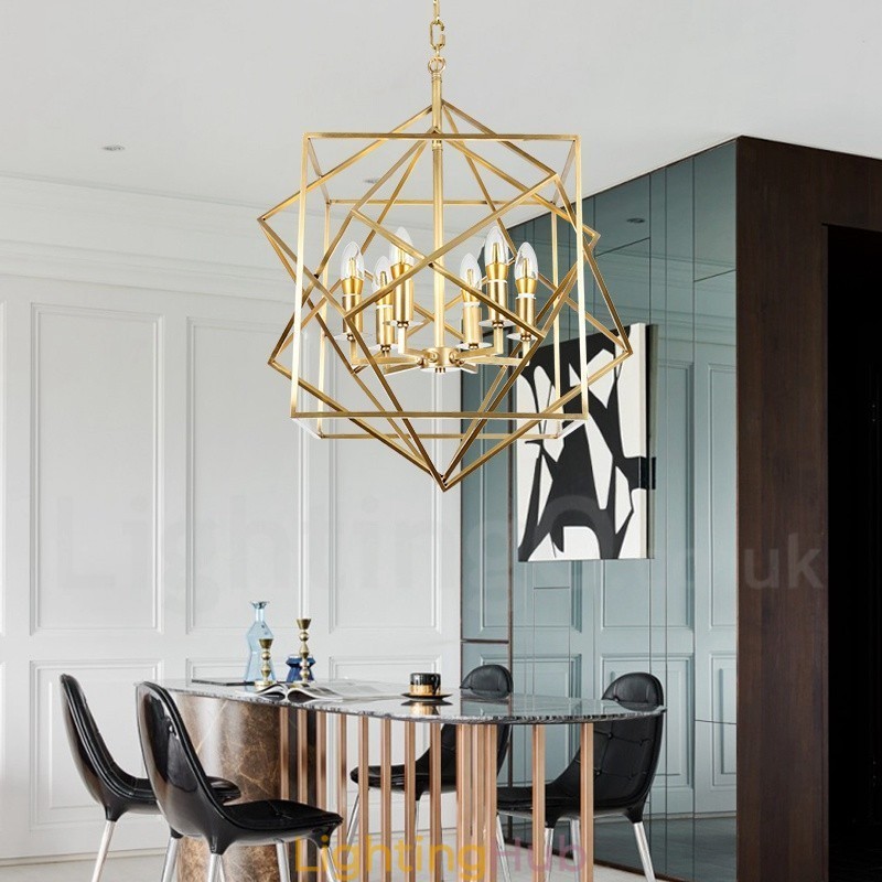 6 Light Retro Rustic Luxury Brass Pendant Lamp Chandelier
