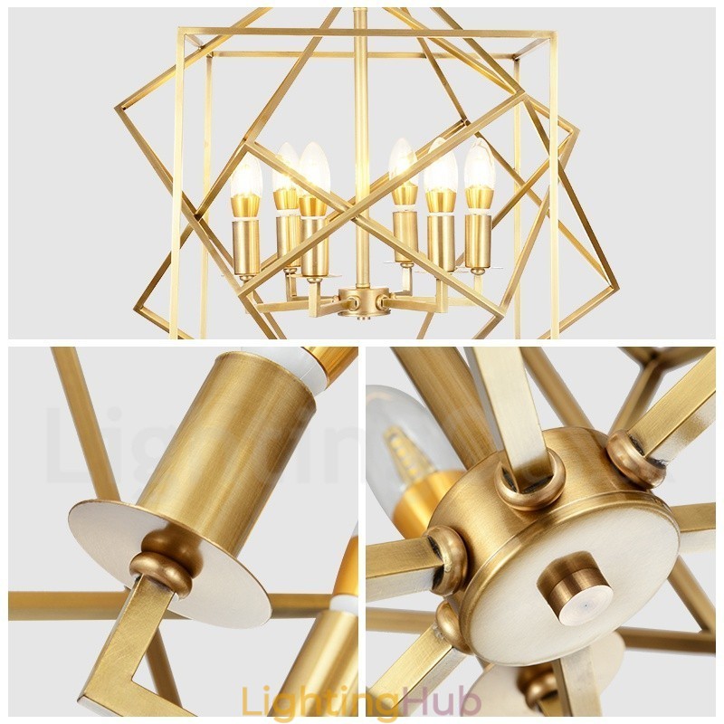 6 Light Retro Rustic Luxury Brass Pendant Lamp Chandelier