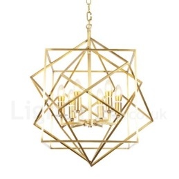 6 Light Retro Rustic Luxury Brass Pendant Lamp Chandelier