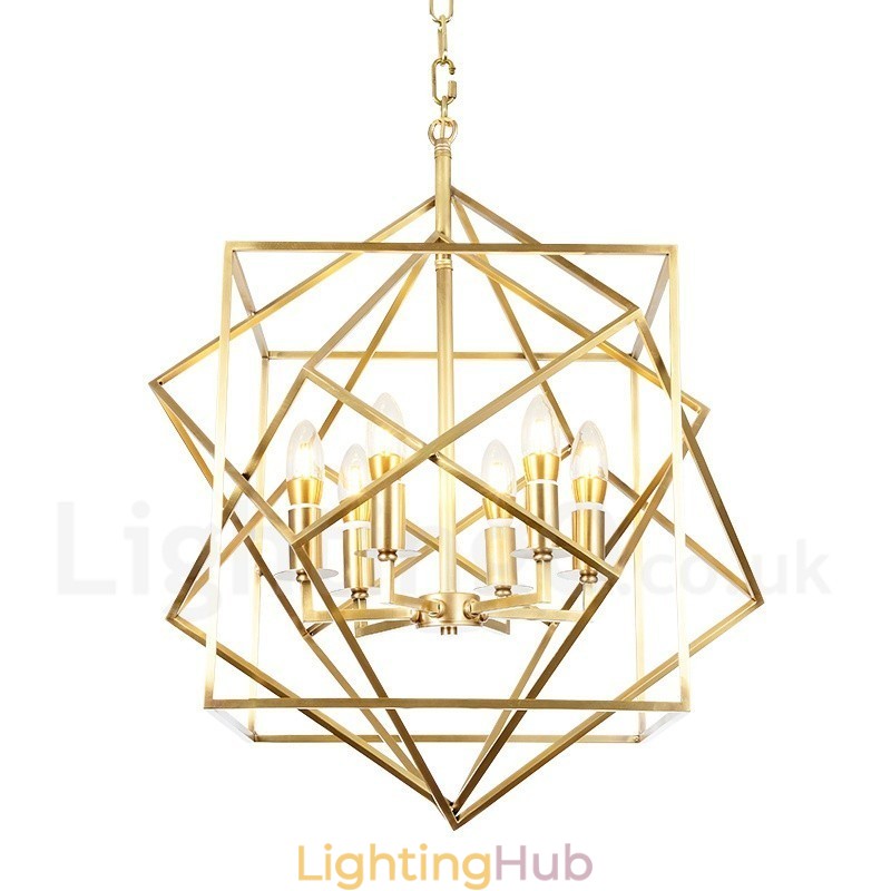 6 Light Retro Rustic Luxury Brass Pendant Lamp Chandelier