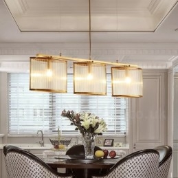 3 Light Retro Rustic Luxury Brass Pendant Lamp Chandelier with Glass Shade