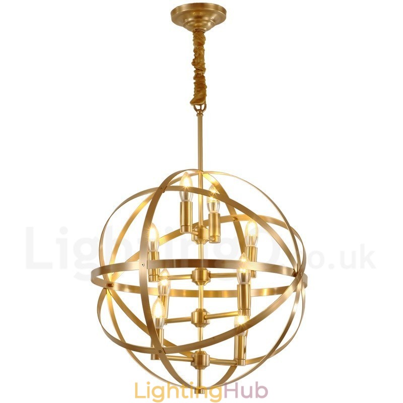 8 Light Retro Rustic Luxury Brass Pendant Lamp Chandelier