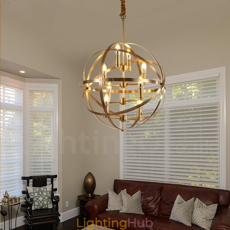 8 Light Retro Rustic Luxury Brass Pendant Lamp Chandelier