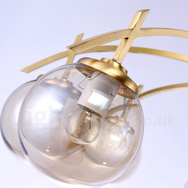 8 Light Retro Rustic Luxury Brass Pendant Lamp Chandelier with Glass Shade