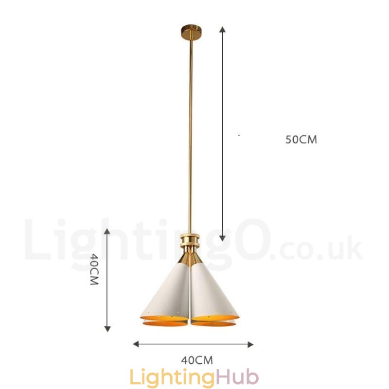 4 Light Retro Rustic Luxury Aluminum alloy Pendant Lamp Chandelier with Aluminum alloy Shade