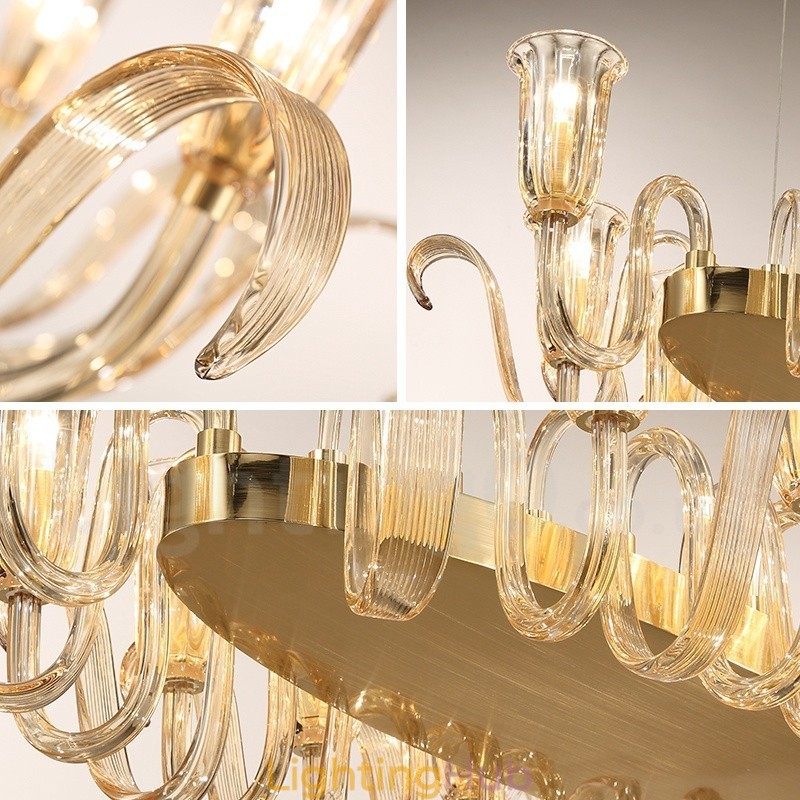 8 Light Retro Rustic Luxury Aluminum alloy Pendant Lamp Chandelier with Glass Shade