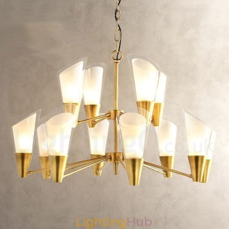 12 Light Retro Rustic Luxury Brass Pendant Lamp Chandelier with Glass Shade 12 Light Retro Rustic Luxury Brass Pendant Lamp Chandelier with Glass Shade