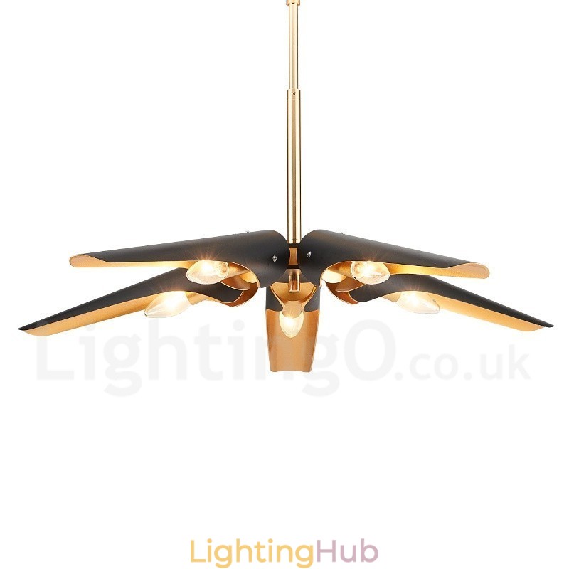 5 Light Retro Rustic Luxury Aluminum alloy Pendant Lamp Chandelier with Aluminum alloy Shade