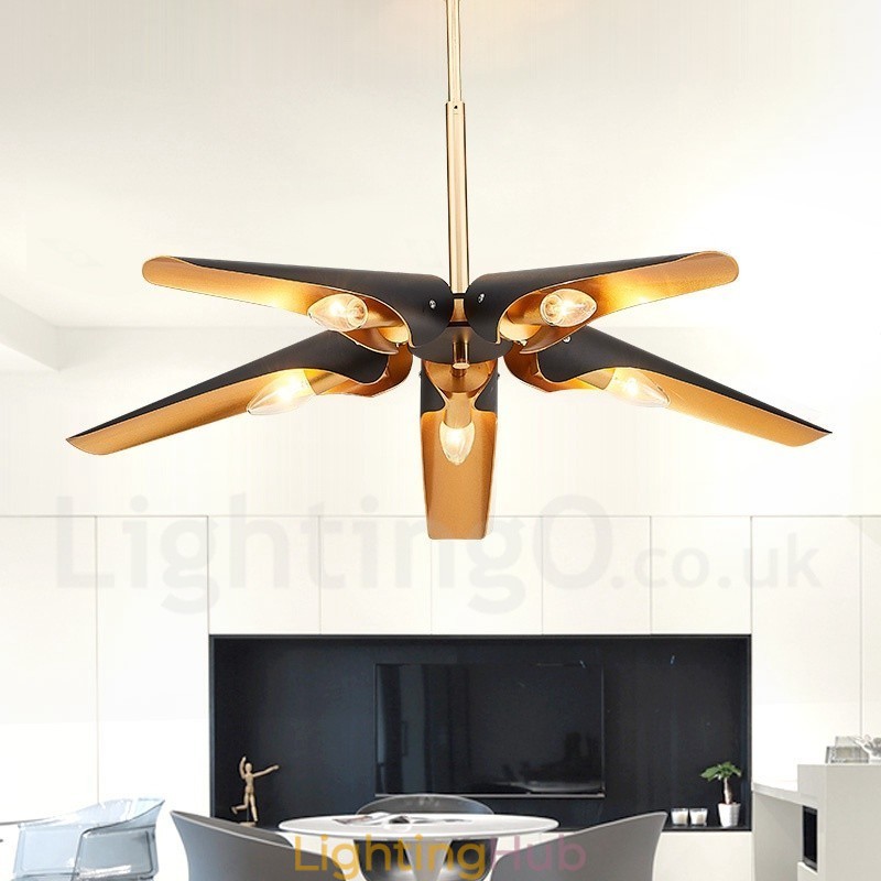 5 Light Retro Rustic Luxury Aluminum alloy Pendant Lamp Chandelier with Aluminum alloy Shade
