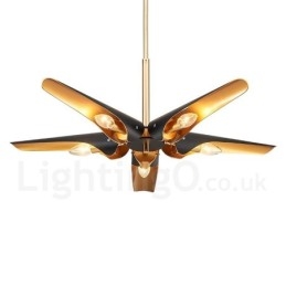 5 Light Retro Rustic Luxury Aluminum alloy Pendant Lamp Chandelier with Aluminum alloy Shade
