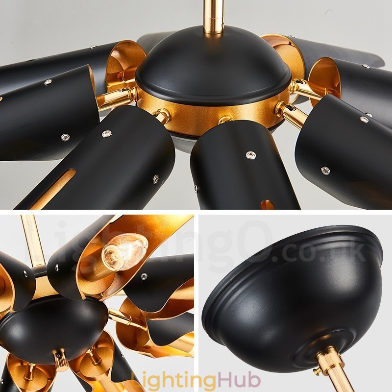 5 Light Retro Rustic Luxury Aluminum alloy Pendant Lamp Chandelier with Aluminum alloy Shade