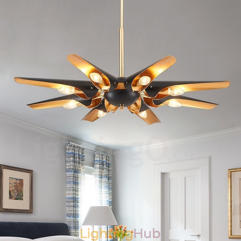 8 Light Retro Rustic Luxury Aluminum alloy Pendant Lamp Chandelier with Aluminum alloy Shade