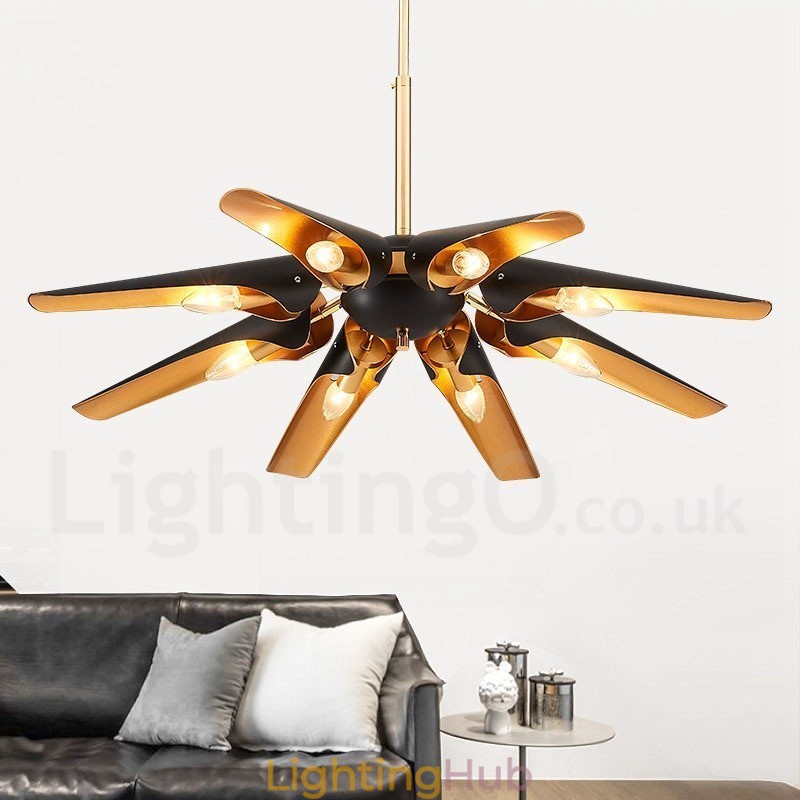 8 Light Retro Rustic Luxury Aluminum alloy Pendant Lamp Chandelier with Aluminum alloy Shade
