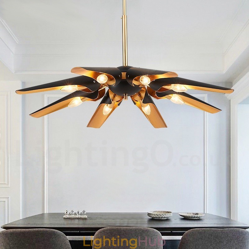 8 Light Retro Rustic Luxury Aluminum alloy Pendant Lamp Chandelier with Aluminum alloy Shade