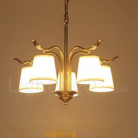5 Light Retro Rustic Luxury Brass Pendant Lamp Chandelier with Fabric Shade 5 Light Retro Rustic Luxury Brass Pendant Lamp Chandelier with Fabric Shade