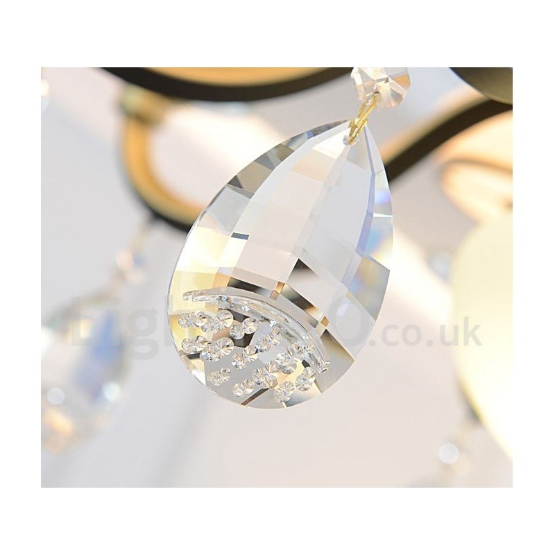 3 Light Retro Rustic Luxury Crystal Pendant Lamp Chandelier with Glass Shade