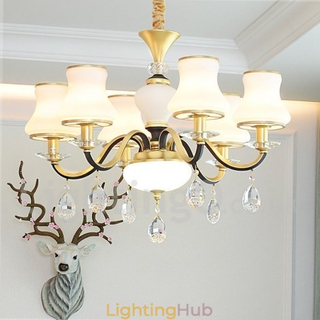6 Light Retro Rustic Luxury Crystal Pendant Lamp Chandelier with Glass Shade 6 Light Retro Rustic Luxury Crystal Pendant Lamp Chandelier with Glass Shade