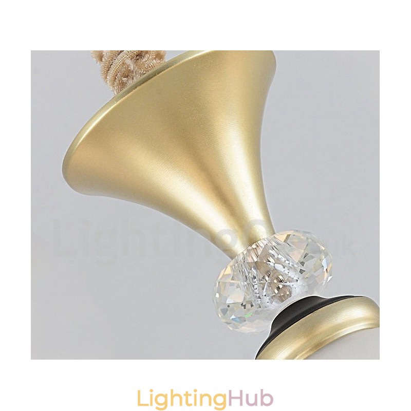 6 Light Retro Rustic Luxury Crystal Pendant Lamp Chandelier with Glass Shade