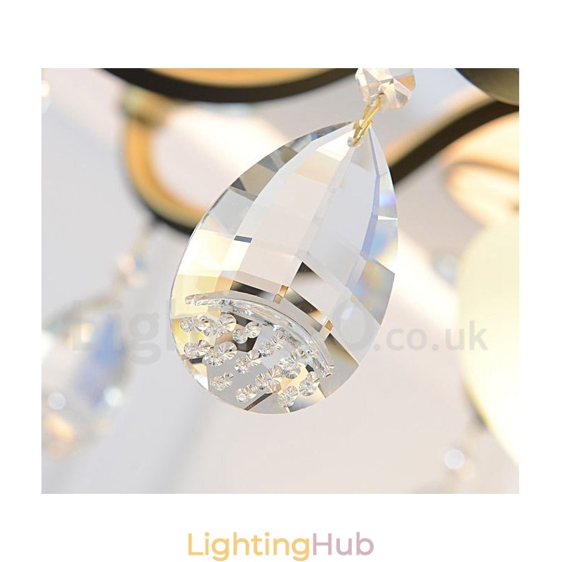 8 Light Retro Rustic Luxury Crystal Pendant Lamp Chandelier with Glass Shade