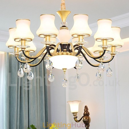 Retro Rustic Luxury Crystal Pendant Lamp Chandelier with Glass Shade Retro Rustic Luxury Crystal Pendant Lamp Chandelier with Glass Shade