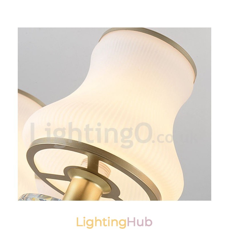 12 Light Retro Rustic Luxury Crystal Pendant Lamp Chandelier with Glass Shade