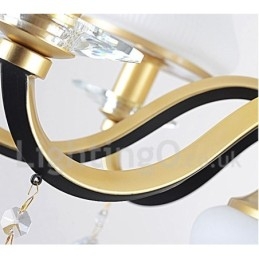 12 Light Retro Rustic Luxury Crystal Pendant Lamp Chandelier with Glass Shade