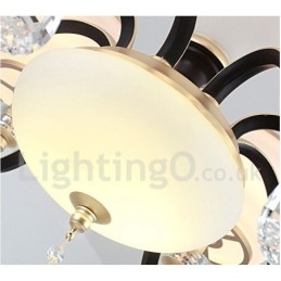 12 Light Retro Rustic Luxury Crystal Pendant Lamp Chandelier with Glass Shade