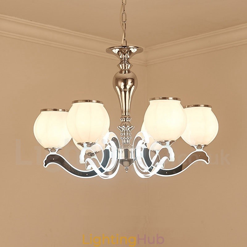 6 Light Modern Contemporary Luxury Pendant Lamp Chandelier with Glass Shade