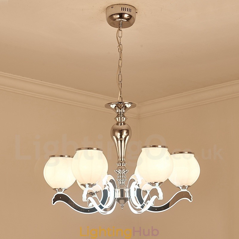 6 Light Modern Contemporary Luxury Pendant Lamp Chandelier with Glass Shade