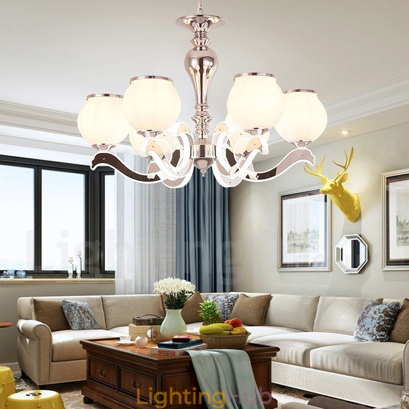 6 Light Modern Contemporary Luxury Pendant Lamp Chandelier with Glass Shade