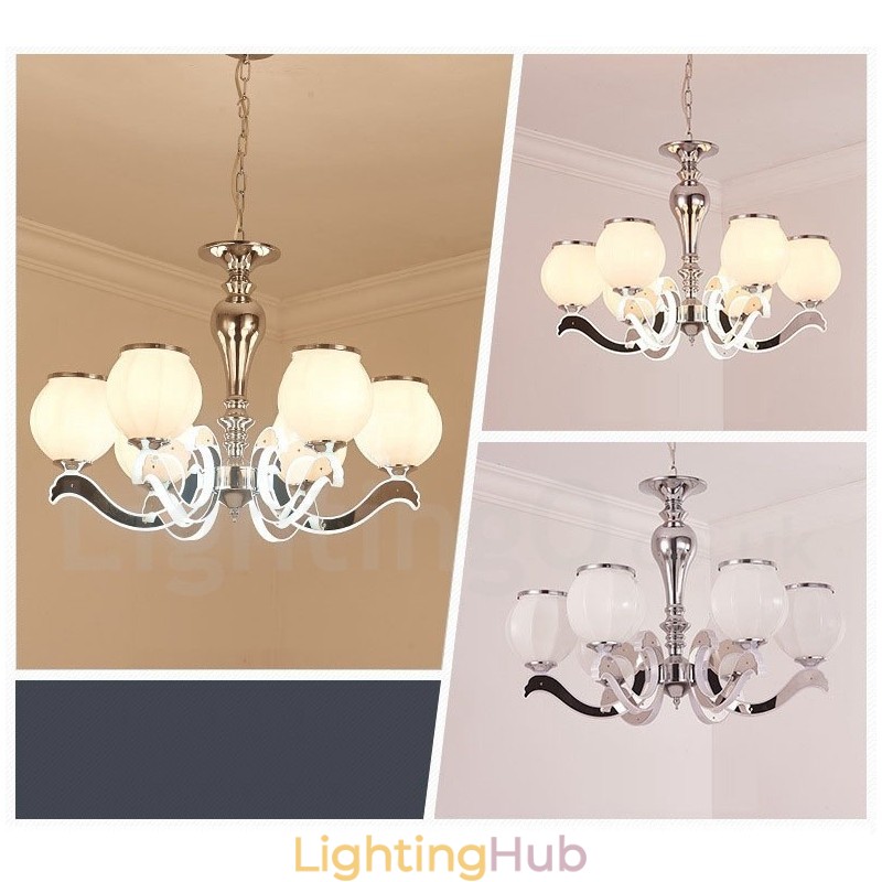 6 Light Modern Contemporary Luxury Pendant Lamp Chandelier with Glass Shade
