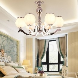6 Light Modern Contemporary Luxury Pendant Lamp Chandelier with Glass Shade