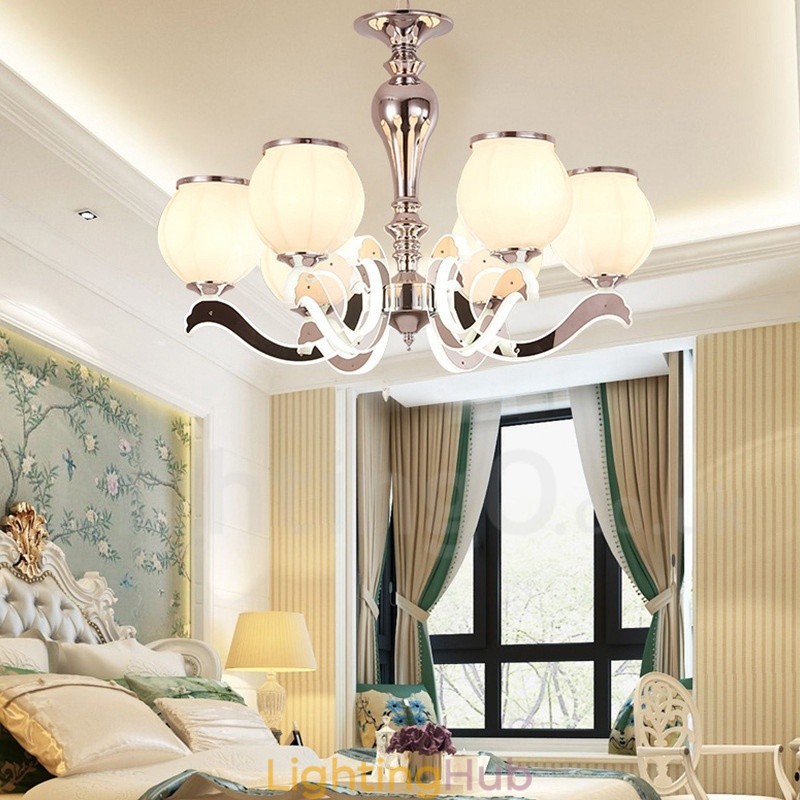 6 Light Modern Contemporary Luxury Pendant Lamp Chandelier with Glass Shade