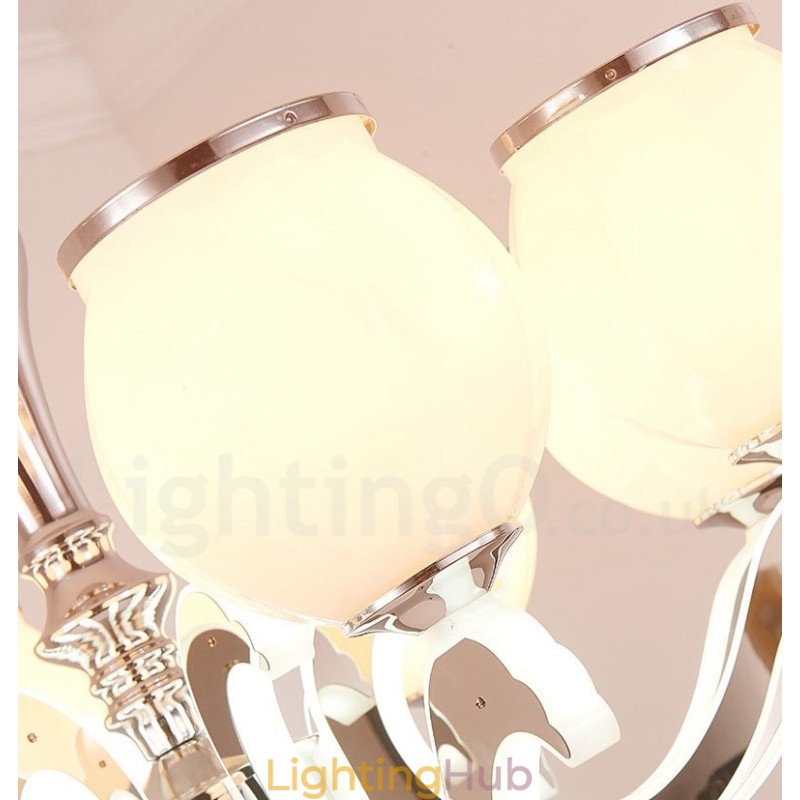 6 Light Modern Contemporary Luxury Pendant Lamp Chandelier with Glass Shade