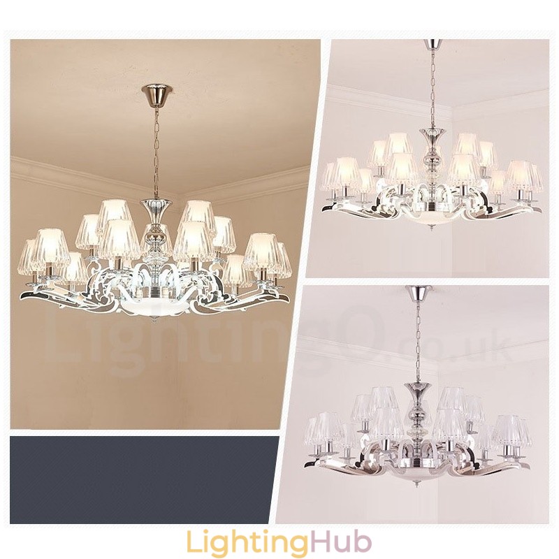 Retro Rustic Luxury Crystal Pendant Lamp Chandelier with Glass Shade