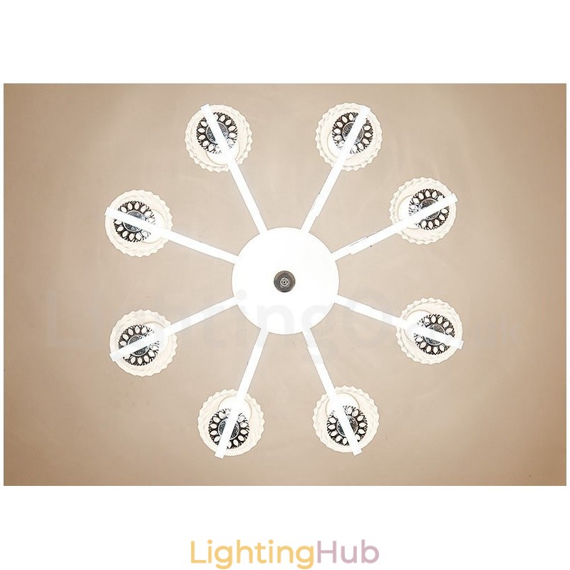 Retro Rustic Luxury Crystal Pendant Lamp Chandelier with Glass Shade