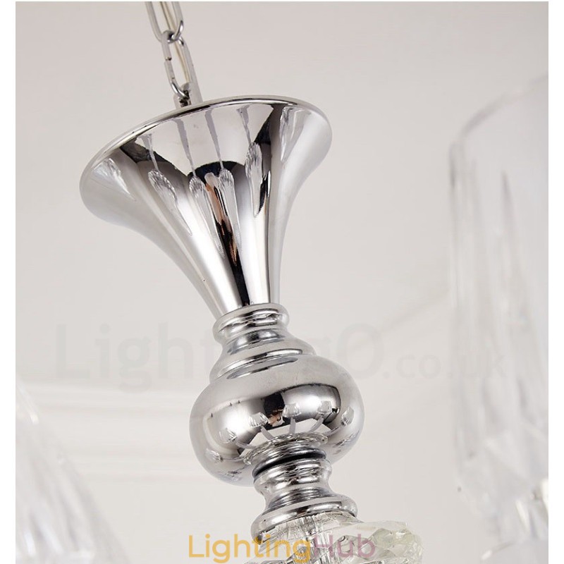 Retro Rustic Luxury Crystal Pendant Lamp Chandelier with Glass Shade