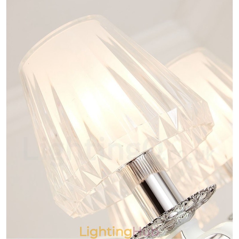 Retro Rustic Luxury Crystal Pendant Lamp Chandelier with Glass Shade