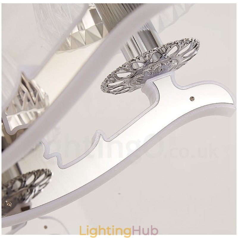 Retro Rustic Luxury Crystal Pendant Lamp Chandelier with Glass Shade