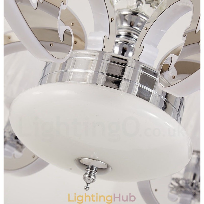 Retro Rustic Luxury Crystal Pendant Lamp Chandelier with Glass Shade