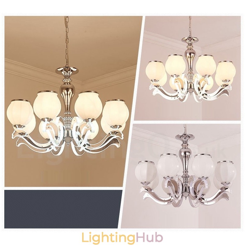 8 Light Modern Contemporary Luxury Pendant Lamp Chandelier with Glass Shade