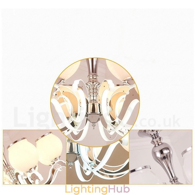 8 Light Modern Contemporary Luxury Pendant Lamp Chandelier with Glass Shade